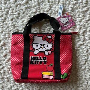 Sanrio hello kitty red polka dot book worm insulated lunch tote